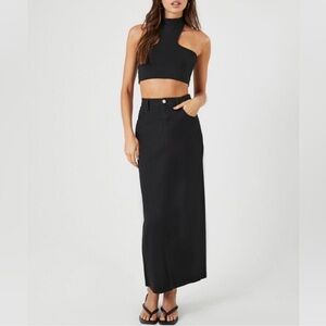 Twill Straight Maxi Skirt